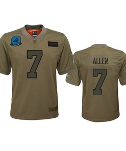 Youth Carolina Panthers Kyle Allen Camo 2019 Salute To Service Game Jersey - Robokeg