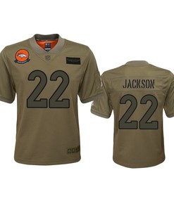 Youth Denver Broncos Kareem Jackson Camo 2019 Salute To Service Game Jersey - Robokeg