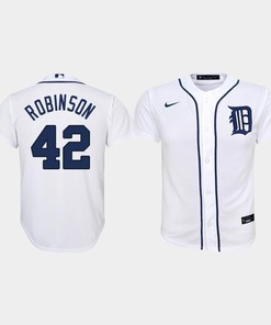 Youth Detroit Tigers 42 Jackie Robinson Home White Jersey - Robokeg