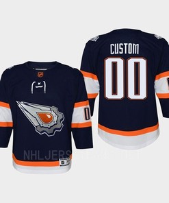 Youth Edmonton Oilers Custom 00 Special Edition 2.0 Retro Jersey Navy - Robokeg