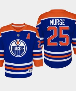 Youth Edmonton Oilers Darnell Nurse 25 Home Player 2022-23 Jersey Royal - Robokeg