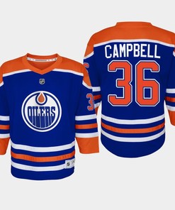 Youth Edmonton Oilers Jack Campbell 36 Home Player 2022-23 Jersey Royal - Robokeg