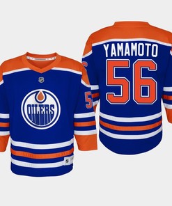 Youth Edmonton Oilers Kailer Yamamoto 56 Home Player 2022-23 Jersey Royal - Robokeg