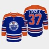 Youth Edmonton Oilers Warren Foegele 37 Home Player 2022-23 Jersey Royal - Robokeg