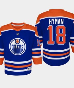Youth Edmonton Oilers Zach Hyman 18 Home Player 2022-23 Jersey Royal - Robokeg