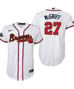 Youth Fred McGriff 27 Jersey, Atlanta Braves White 2022-23 Gold Program Jersey - Robokeg