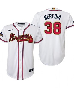 Youth Guillermo Heredia 38 Jersey, Atlanta Braves White 2022-23 Gold Program Jersey - Robokeg