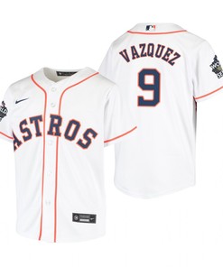 Youth Houston Astros Christian Vazquez 9 White 2022-23 World Series Jersey - Robokeg