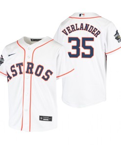 Youth Houston Astros Justin Verlander 35 White 2022-23 World Series Jersey - Robokeg