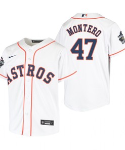 Youth Houston Astros Rafael Montero 47 White 2022-23 World Series Jersey - Robokeg