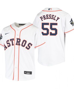 Youth Houston Astros Ryan Pressly 55 White 2022-23 World Series Jersey - Robokeg
