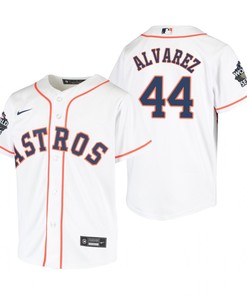 Youth Houston Astros Yordan Alvarez 44 White 2022-23 World Series Jersey - Robokeg