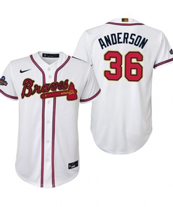 Youth Ian Anderson 36 Jersey, Atlanta Braves White 2022-23 Gold Program Jersey - Robokeg