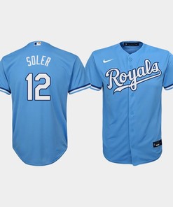 Youth Kansas City Royals Jorge Soler 12 Light Blue Alternate Jersey - Robokeg
