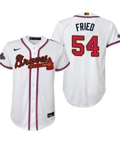 Youth Max Fried 54 Jersey, Atlanta Braves White 2022-23 Gold Program Jersey - Robokeg