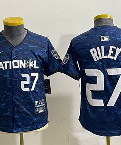 Youth National League #27 Austin Riley Nike 2023 Mlb All Star Game Limited Player Jersey - Royal - Robokeg