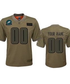 Youth Philadelphia Eagles Custom Camo 2019 Salute To Service Game Jersey - Robokeg