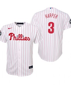 Youth Philadelphia Phillies Bryce Harper 3 White 2022-23 World Series Jersey - Robokeg