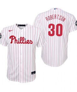 Youth Philadelphia Phillies David Robertson 30 White 2022-23 World Series Jersey - Robokeg
