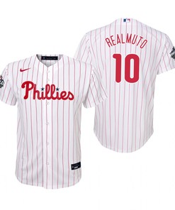 Youth Philadelphia Phillies J.T. Realmuto 10 White 2022-23 World Series Jersey - Robokeg