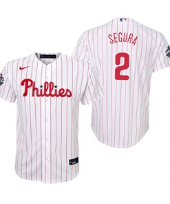 Youth Philadelphia Phillies Jean Segura 2 White 2022-23 World Series Jersey - Robokeg