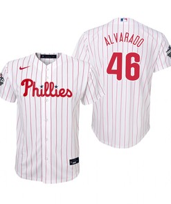 Youth Philadelphia Phillies Jose Alvarado 46 White 2022-23 World Series Jersey - Robokeg