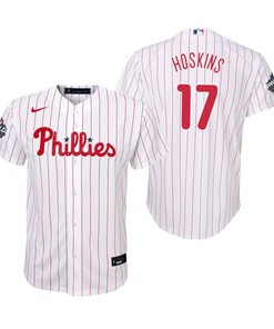 Youth Philadelphia Phillies Rhys Hoskins 17 White 2022-23 World Series Jersey - Robokeg