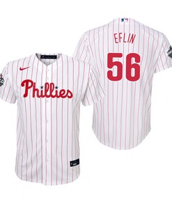 Youth Philadelphia Phillies Zach Eflin 56 White 2022-23 World Series Jersey - Robokeg