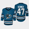 Youth San Jose Sharks James Reimer 47 Home 2022-23 Jersey Teal - Robokeg