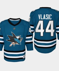 Youth San Jose Sharks Marc-Edouard Vlasic 44 Home 2022-23 Jersey Teal - Robokeg