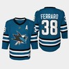 Youth San Jose Sharks Mario Ferraro 38 Home 2022-23 Jersey Teal - Robokeg