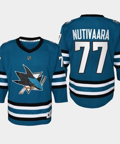 Youth San Jose Sharks Markus Nutivaara 77 Home 2022-23 Jersey Teal - Robokeg