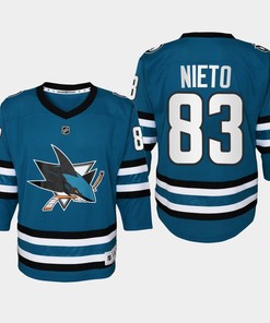Youth San Jose Sharks Matt Nieto 83 Home 2022-23 Jersey Teal - Robokeg