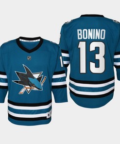 Youth San Jose Sharks Nick Bonino 13 Home 2022-23 Jersey Teal - Robokeg
