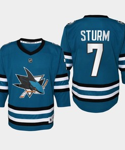 Youth San Jose Sharks Nico Sturm 7 Home 2022-23 Jersey Teal - Robokeg