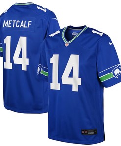 Youth Seattle Seahawks #14 Dk Metcalf Throwback Player Game Jersey - Royal - Robokeg
