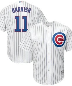 Yu Darvish Chicago Cubs Official Cool Base Player Jersey - White Royal - Robokeg