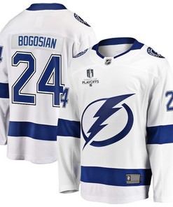 Zach Bogosian 24 Tampa Bay Lightning Stanley Cup 2023 Playoffs Patch Away Breakaway Men Jersey - White - Robokeg
