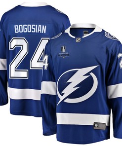Zach Bogosian 24 Tampa Bay Lightning Stanley Cup 2023 Playoffs Patch Home Breakaway Men Jersey - Blue - Robokeg