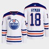 Zach Hyman 18 Edmonton Oilers White Jersey 2022 Lee Ryan Hall Of Fame Patch Away - Robokeg