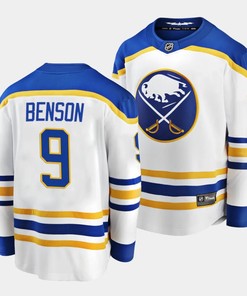 Zachary Benson #9 Buffalo Sabres 2023 NHL Draft Away Men Jersey - White - Robokeg